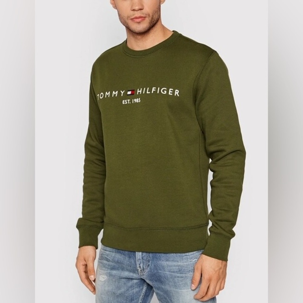 Tommy Hilfiger Men's Dark Green Crewneck Sweater - Picture 1 of 9